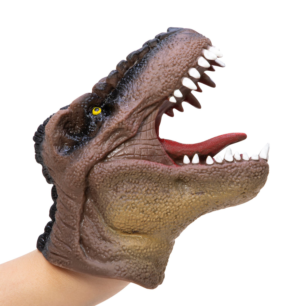 Dinosaur Hand Puppet Brown on Hand