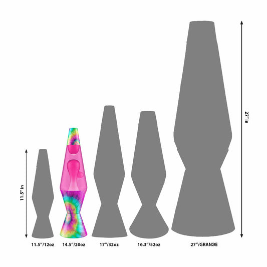 14.5” LAVA® Lamp – Tie Dye Pink Spiral Size Comparison